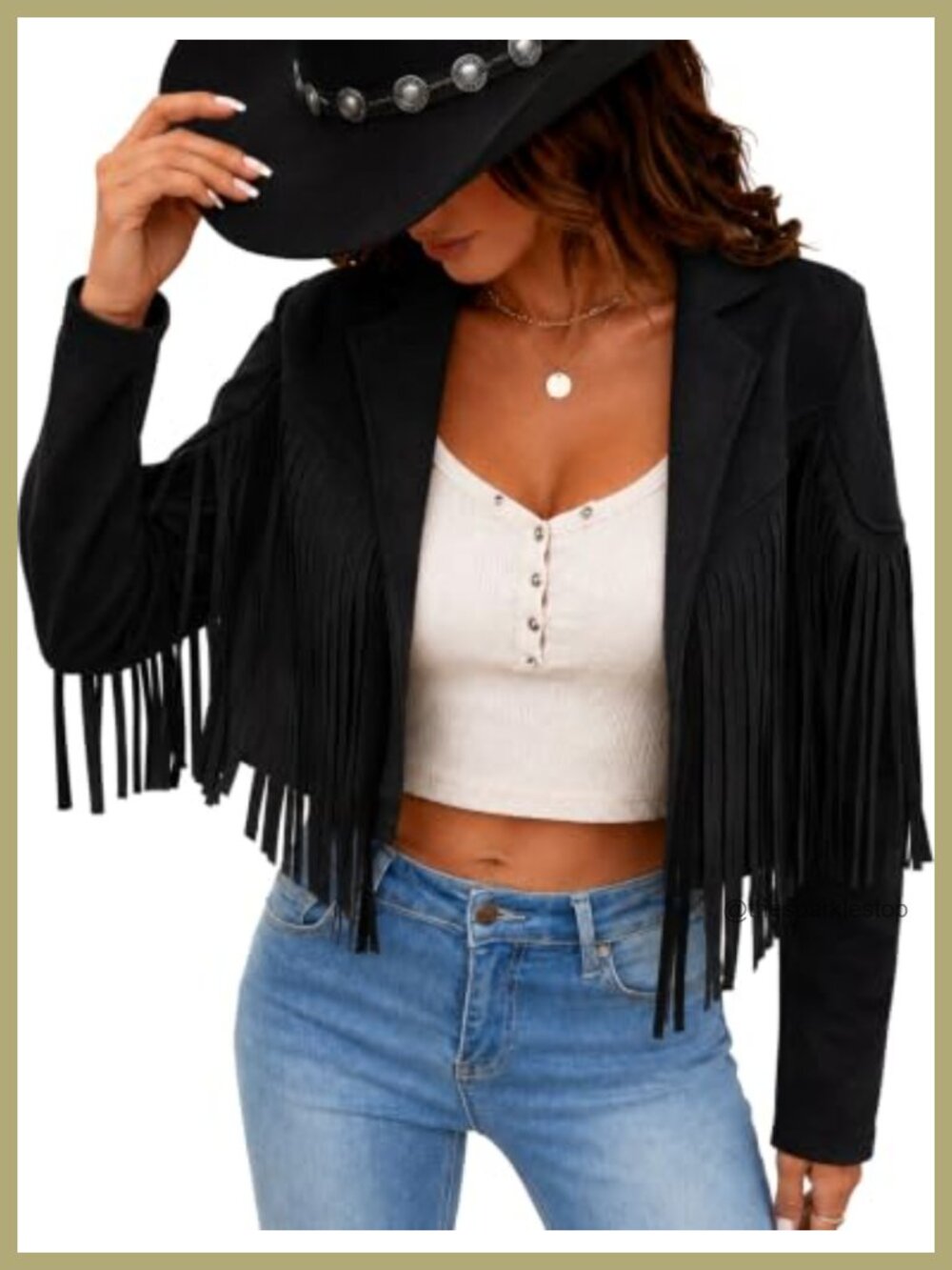 Faux Suede Fringe Tassel Jacket Cropped Western Cowgirl Top